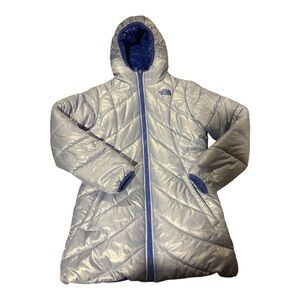 North Face Girls Reversible Blue Quilted Puffer Jacket